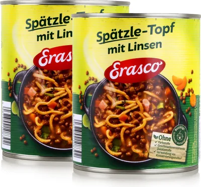 Produktbild von Erasco Spätzle-Topf mit Linsen 800g Fertigessen (2er Pack)