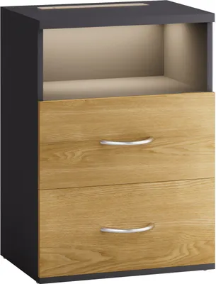 Produktbild von CASARIA® Nachttisch Touch LED Beleuchtung 40x28x55cm Dimmbar 2 Schubladen Boxspringbett Schlafzimmer Wohnzimmer Beistelltisch Nachtschrank Holz Anthrazit