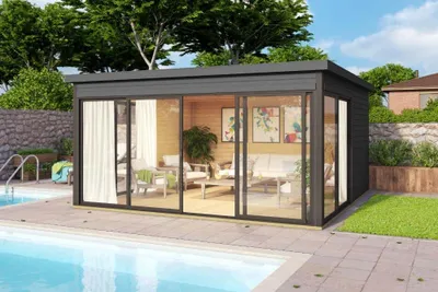 Produktbild von Lasita Maja Gartenhaus Domeo 5-7 Gartenhaus aus Holz, Holzhaus mit 44 mm Wandstärke Blockbohlenhaus