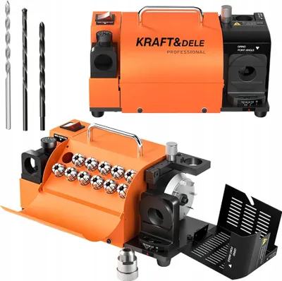 Zdjęcie produktu dla KRAFT&DELE | Szlifierka do wierteł, ostrzałka, 3-13mm, 200W, ostrzałka do wierteł, ostrzałka do wierteł, ostrzałka do wierteł z regulacją kąta nachylenia, przenośna ostrzałka z 11 tulejami zaciskowymi