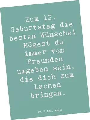 Produktbild von Mr. & Mrs. Panda Postkarte Spruch 12. Geburtstag Wünsche - Meeresbrise - Geschenk, Alter, Postkarten, unvergesslicher Tag, besonderer Mensch, Happy Birthday, feiern