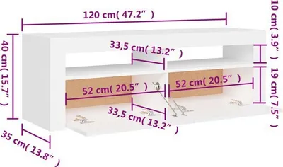 Zdjęcie produktu dla vidaXL vidaXL - szafka pod TV - z oświetleniem LED - 120x35x40 - cm - biały