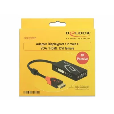 Produktbild von Delock - Videokonverter - DisplayPort - DVI, HDMI, VGA - Schwarz - retail