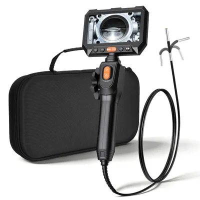 Produktbild von Drehbare Endoskopkamera - Inspektionskamera Boreskop - Zwei-Wege beweglicher Kamerakopf - IP67 Wasserdicht - 12,7 cm Display - 3,9 mm Sonde - 1,5 m Kabel - 5000 mAh Akku