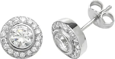 Produktbild von Wunderschöne 925 Sterling Silber Damen - Paar Ohrstecker mit Zirkonia - 9mm*9mm; TRS22684