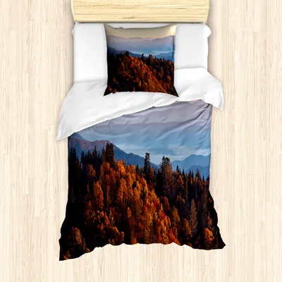 Produktbild von ABAKUHAUS Nationalparks Mantele, Sonnenaufgang Berge, Milbensicher Allergiker geeignet mit Kissenbezügen, 135 cm x 200 cm - 80 x 80 cm, Mehrfarbig