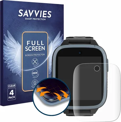 Produktbild von 4x Savvies Fullscreen Schutzfolie für Xplora XGO3 / Kidzi / Let's Go Displayschutz Folie Fullcover Klar Transparent