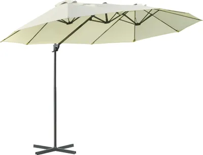 Produktbild von Doppelsonnenschirm Ampelschirm Doppelschirm mit Kurbel Verstellbarer Gartenschirm Sonnenschutz Metall Cremeweiß 440 x 270 x 250 cm
