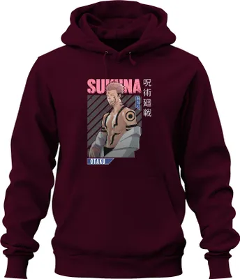Produktbild von Sukuna Jujutsu Kaisen Otaku Anime Ästhetik Dämon Geschenk Hoodie Kapuzenpullover, Burgundy, XXL