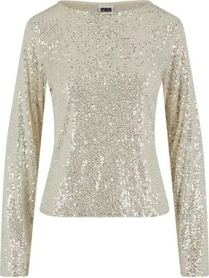 Produktbild von Urban Classics Langarmshirt Damen Ladies Sequins Longsleeve altweiß S