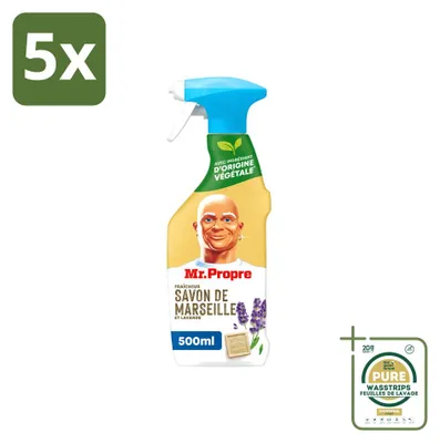 Produktbild von 5 x  Mr. Proper Allesreiniger Spray - Marseille Seife und Lavendel - 500 ml - Vorratspackung - 5 Stücke