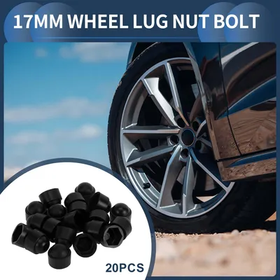 Image de Cache-Écrou De Roue Extérieur 17Mm Pour Jantes Et Pneus - Boulons De Roue - Capuchons De Protection Anti-Poussière En Plastique Noir