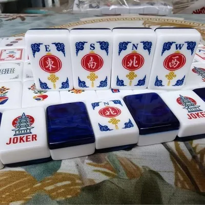 Imagen del producto de Juego de mahjong, varios diseños, juego de fichas de mahjong con bolsa de transporte, dados