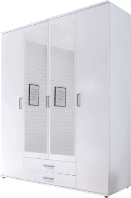 Produktbild von Pol Power Karl Kleiderschrank + Spiegel Holzwerkstoff Melamin 4 Türen 160x196x54 cm
