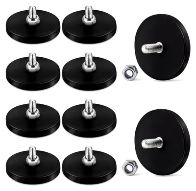 Produktbild von 10 gummierte Magnete mit 11,8 kg Neodym-Magnetbasis und M6-Gewindebolzen