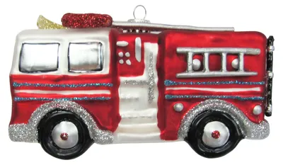 Produktbild von Krebs Glas Lauscha Weihnachtsbaumschmuck - Feuerwehrauto - aus Glas - ca. 13cm