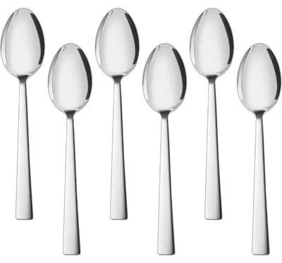 Produktbild von Esslöffel Edelstahl 6er Set 19,5cm Tafellöffel Hochglanzpoliert Spülmaschinenfest Quadratischer Griff