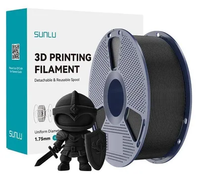 Image de Filament Sunlu PLA+, 1,75 mm, 1 kg - Couleur : noir