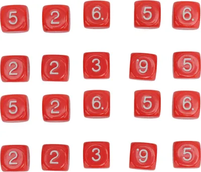 Produktbild von 20 Stück 6-seitige Zahlenwürfel aus Kunststoff, 16 mm, runde Ecken, polyedrisches Set für Zahlenunterricht, Brettspiele, Rot