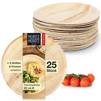 Productafbeelding van Moritz & Moritz, 25 stuks, ronde borden van palmblad, diameter 25 cm