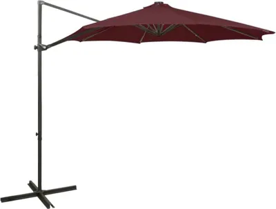 Zdjęcie produktu dla Parasol wiszący z LED i słupkiem, bordowy, 300 cm