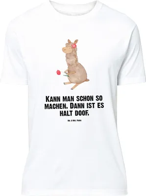 Produktbild von Mr. & Mrs. Panda Größe M T-Shirt Alpaka Blume - Weiß - Geschenk, Tshirt, Lama, Herren, Spruch, Shirt, mit, Lamas