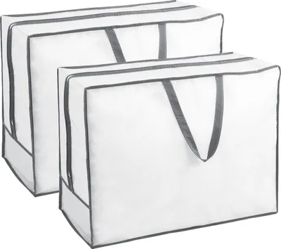Produktbild von 2er Set Aufbewahrungstasche für Bettdecken Kissen Kleidung, weiß, 65x50x25 cm