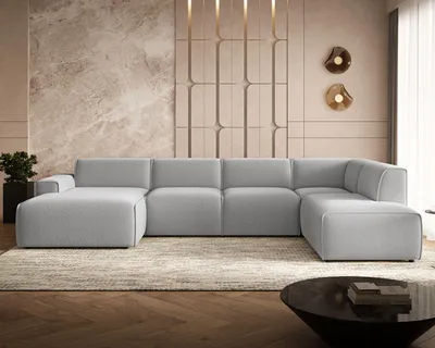 Produktbild von GrainGold Ecksofa U-Form Rechts Belluno - Moderne Ecksofa, Wohnzimmer Ecksofa - Eckcouch Grau (Quelle 83)