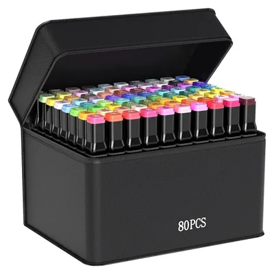 Produktbild von Filzstift 80+2 Farben Filzstifte Set,Twin Tip Marker,Textmarker Stift Set