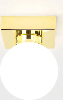Produktbild von Badlampe Wand Decke in Gold Weiß Glas Kugel Schirm STAR