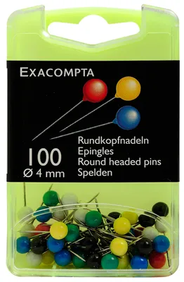 Image de Exacompta Boîte de 100 épingles sphériques Hauteur pointe 15mm 4mm assort 14345E