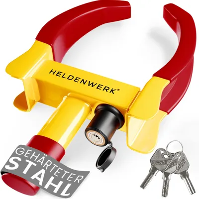 Produktbild von HELDENWERK® Parkkralle Radkralle mit Hochsicherheitsschloss & 3 Schlüsseln