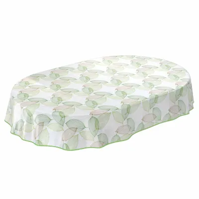 Produktbild von Tischdecke Wachstuch Blumen Grau Robust Wasserabweisend Oval Breite 140 cm Länge 200 cm