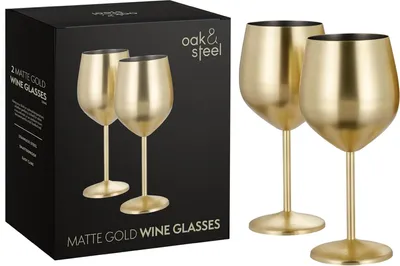 Produktbild von Oak & Steel Edelstahl Weingläser Gold Matt 2er-Set