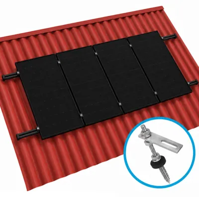 Produktbild von Basis‑Montageset 300mm, Wellblech/Faserzement schwarz – Befestigung für Solarmodule, PV Montage Set für Schräg-/Flachdach