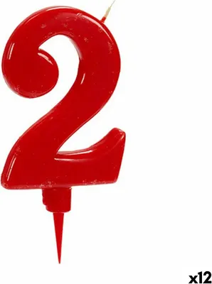 Produktbild von Kerze Rot Geburtstag Zahle 2 (12 Stück)