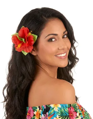Produktbild von Hawaii Haarklammer Blütenschmuck rot 11cm - Einheitsgröße