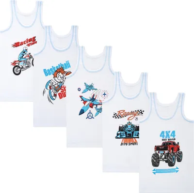 Produktbild von 5er Set Jungen Unterhemden - Feinripp - Weiss