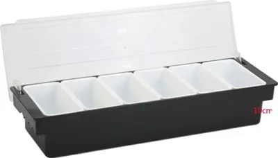 Immagine prodotto di Contenitore per ingredienti, 6 scomparti, materiale resistente, nero