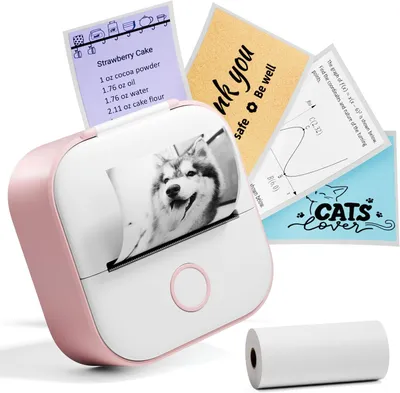 Produktbild von Phomemo Mini Etikettendrucker T02 Sticker Fotodrucker für Smartphone Handy Thermodrucker klein mit 1 Rollen 203dpi Aufkleber Bluetooth