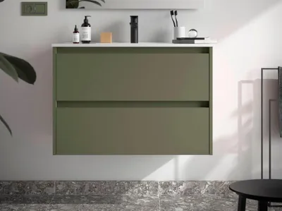 Produktbild von BALTIC Unterschrank 900 2 Schubladen + Waschbecken Green Satin