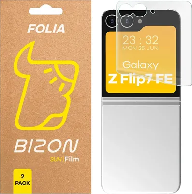 Product packaging and a screen protector on a smartphone.