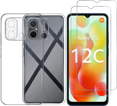 Obrázek produktu pro Pouzdro pro Xiaomi Redmi 12C s 2 ochrannými kryty obrazovky z tvrzeného skla Phonillico®