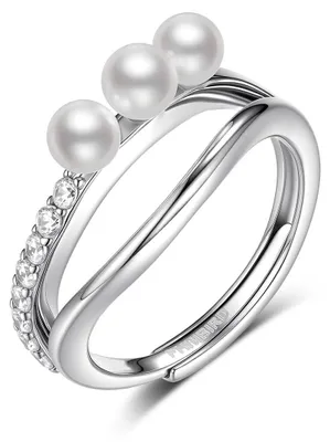 Image de Solidchoice - Bague en argent ajustable, ornée de zircones et de perles