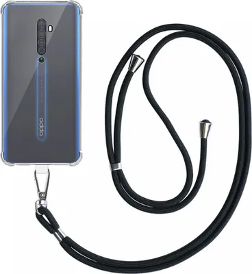 Produktbild von Handytasche für Oppo Reno 2 Transparent stoßfest mit abnehmbarem Universal-Telefonkabel - Backcover Case Silikon ShockProof mit Lanyard - Smartphonics