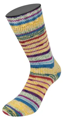 Produktbild von Lana Grossa - Cool Wool 4 Socks Print IIl 7218 hellgrün creme orchidee blau gelb petrol tonrot himmelblau