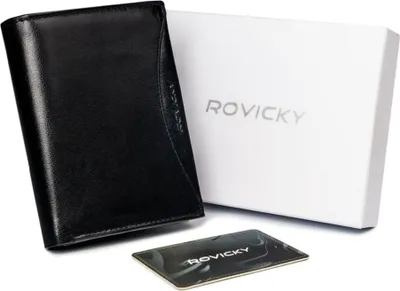 Produktbild von Rovicky Herren-Geldbörse aus Leder mit RFID-Schutz, groß, Schwarz, lässig