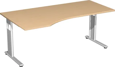 Produktbild von Geramöbel PC-Schreibtisch links feste Höhe, 1800x1000x720, Buche/Silber, S-618306-BS