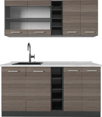 Produktbild von Singleküche Vicco R-Line Edelgrau/Anthrazit 160 cm , AP Marmor, Model 53893