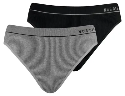 Productafbeelding van NUR DIE dames retro slip, 2-pack - grijs/zwart - maat 36-38
